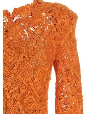 Ermanno Scervino Wool Midi Dress - Orange