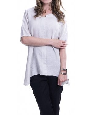 Gigi Moda Tanya Linen Tunic Short Sleeve Top - White