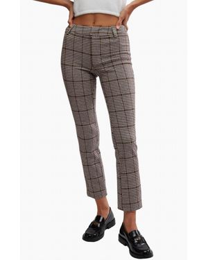 Free People Molly Plaid Slim Pant - Gray