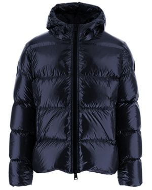 Herno Quilted Down Jacket With Adjustable Hood And Elasticated Hems - Blue