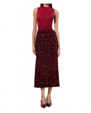 Alice + Olivia Maeve Sequin Slip Skirt - Red