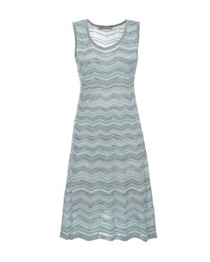 D. EXTERIOR Geometric Pattern Viscose Dress With Lurex Detailing - Blue