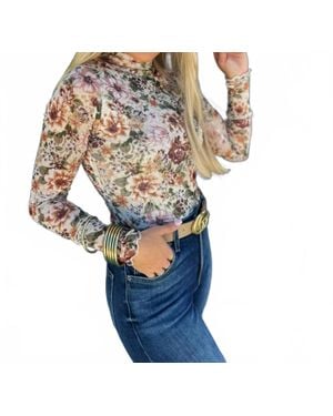 Promesa Floral Mesh Top - Blue