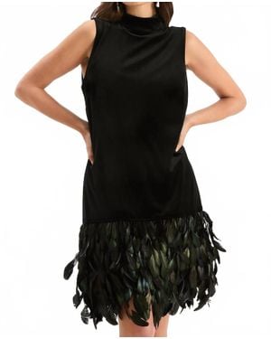 tyler boe Colette Feather Hem Dress - Black