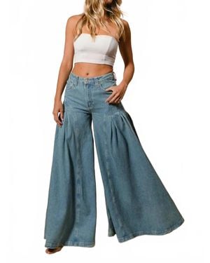 Bibi Pleated Detail Wide Jeans - Blue