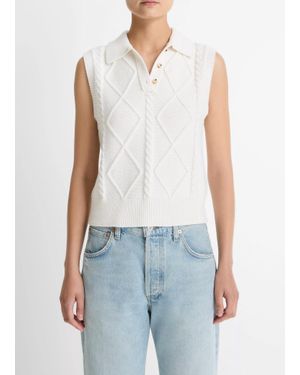 Vince Cable-Knit Sweater Vest - Blue