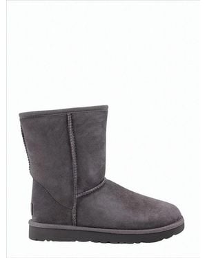 UGG Mid-Calf Suede Boots With Plush Lamb Lining - Purple