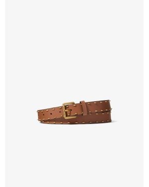 Michael Kors Studded Leather Belt - White