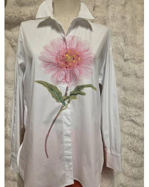 Renuar Flower Print Long Sleeve Button Down Shirt - Gray