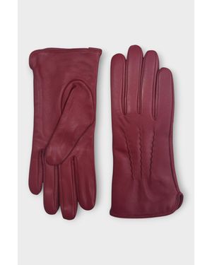 Infinity Leather Italian Leather Soft Wool Lining Winter Stitch Line Design Driving Gloves - Red