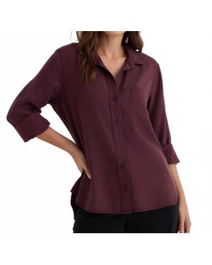Bella Dahl Split Back Button Down Shirt - Purple