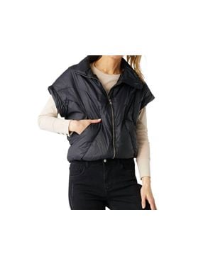 Coco + Carmen Brooke Cropped Puffer Vest - Black