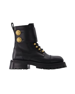 BALMAIN 26S BOOTS IN BLACK CALFSKIN