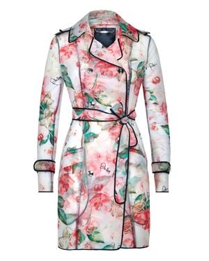 Philipp Plein Trench Coat Flowers - White