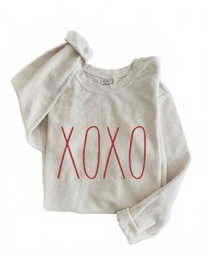 Oat Collective Xoxo Thermal Vintage Pullover - Gray