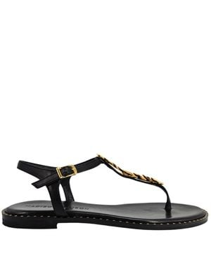 Madison Maison Leather Leaf Flat Thong Sandal - Brown