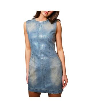 Blue B Dirty Halo Coated Denim Mini Dress - Blue