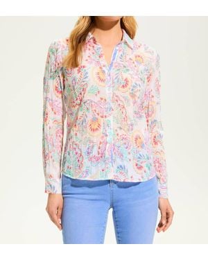 Fdj Crinkle Printed Shirt Blouse - Red