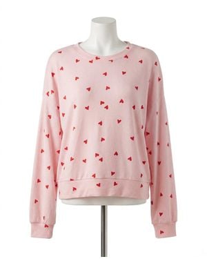Z Supply Mira Heart Long Sleeve Top - Pink