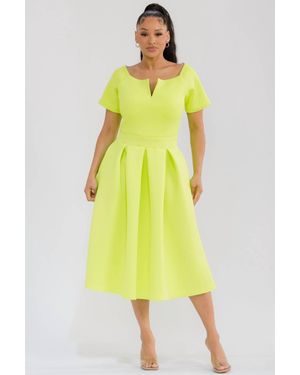 Karen T Design Pleated Midi Dress - Yellow