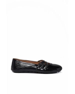 Alexander Hotto Patent Leather Strap Ballerina Flats - White