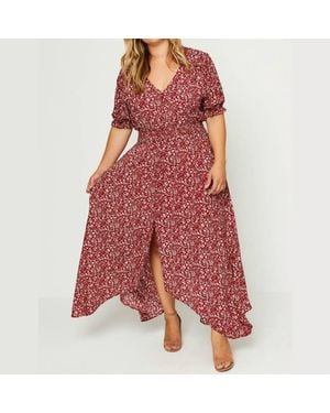 Hayden LA Curvy Floral Ruched Waist Maxi Dress - Red