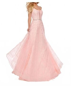 Rachel Allan Glitter Tulle Halter Neck Prom Gown - Pink