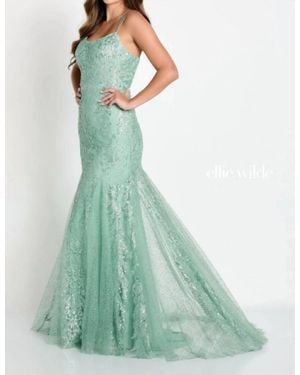 Ellie Wilde Sequin Mermaid Evening Dress - Green