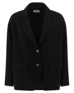 Alberto Biani Single-Breasted Two-Button Blazer With V-Neck Lapels - Black
