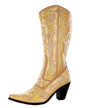 Helena Hart Tall Sequin Boots - Natural
