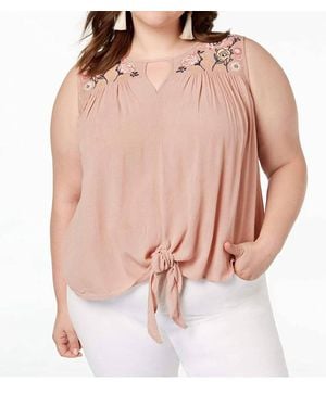 Planet Gold Plus Size Embroidered Top - Pink