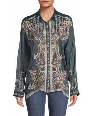 Johnny Was Tandit Embroidered Blouse - Black
