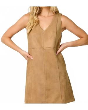 Mystree Suede Shift Dress - Natural