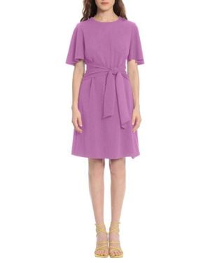 Ivy & Blu Short Flutter Sleeve A-Line Dress - Purple