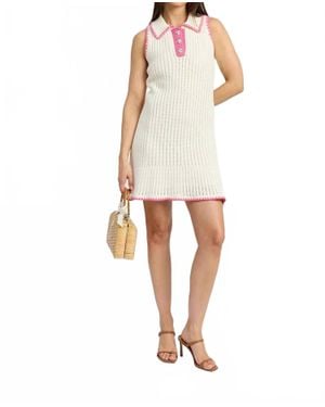 En Saison Rebecca Contrast Stitch Mini Dress - White