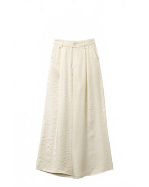Q2 Wide Leg Shiny Pants - White