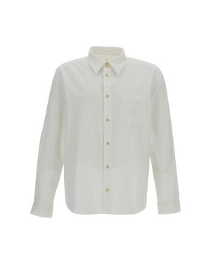 A.P.C. Cotton-Linen Blend Shirt With Pointed Collar - White