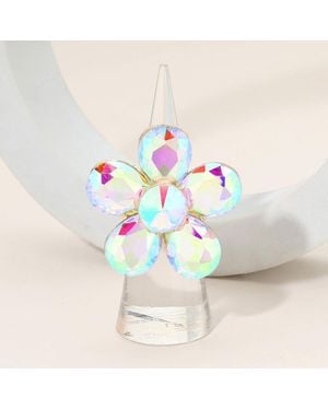 Fashnzfab Flower Stone Cluster Stretch Ring - Blue