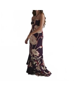 JUAN DE DIOS Sevillana Crepe Chine Maxi Dress - Brown