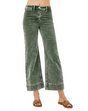 Risen High Rise Crop Corduroy Pants - Green