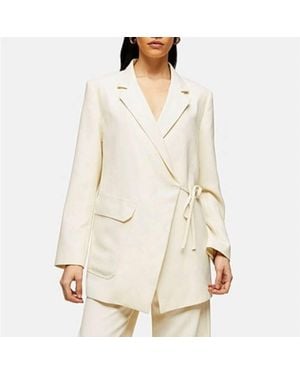 TOPSHOP Wrap Blazer - Natural