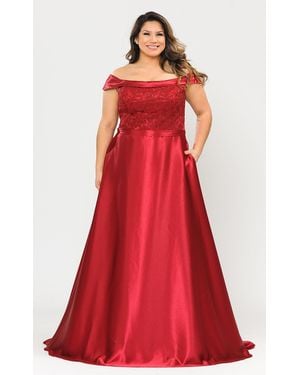 TRUEDAMES Formal Plus Size Evening Gown - Red
