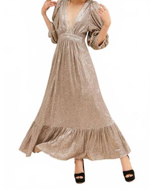 Saltwater Luxe Sequin Plunge Maxi Dress - Natural