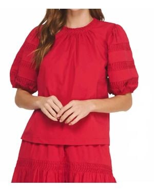 Strut & Bolt Pintuck Sleeve Top - Red