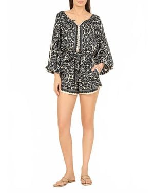 Omika Flora Loop Button Blouse - Black