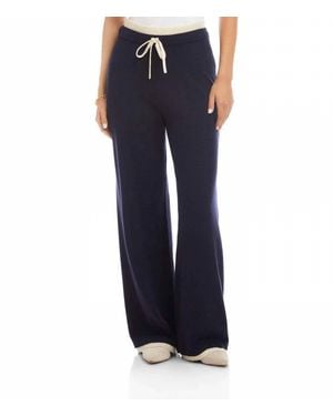 Karen Kane Contrast Drawstring Wide-Leg Sweater Pants - Blue