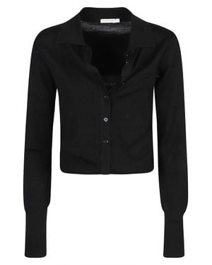 Patrizia Pepe Cropped Wool Shirt Jacket - Black