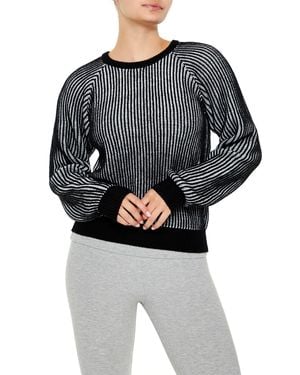Forever 21 Striped Ribbed Knit Sweater - Gray