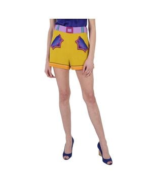 Moschino Ladies Woven Patchwork Printed Shorts, Brand Size 40 (Us Size 6) - Black