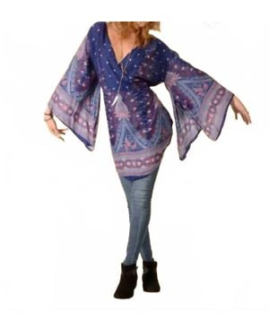 GIPSY ROSE Plumage Parade Angelic Flare Sleeve Blouse - Purple
